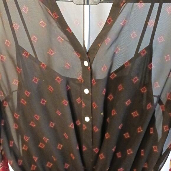 Mossimo Exotic Dress Womens Plus Sz XXL Black Red w Camisole Bohemian Semi Sheer - Picture 3 of 10